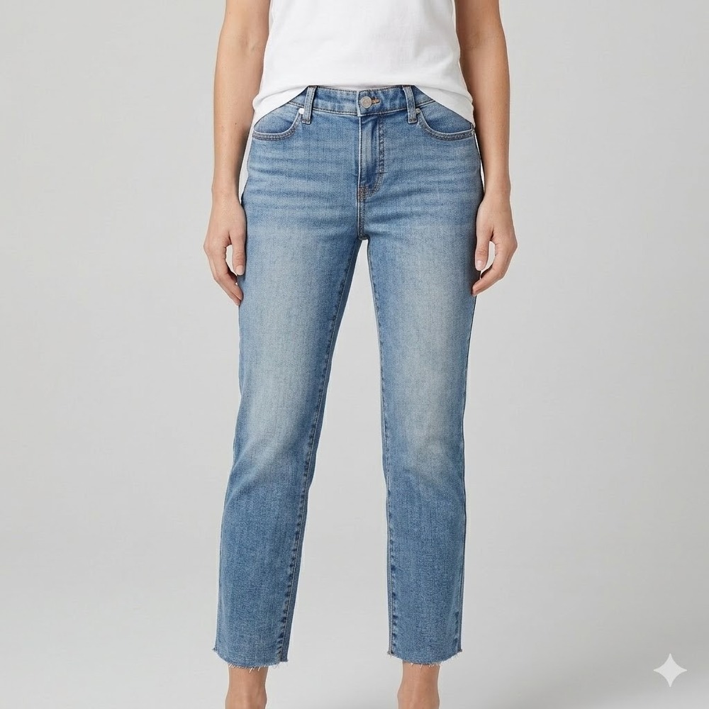 Talbots Straight Leg Crop Jeans Frayed Raw Hem Light Wash Size‎ 4P